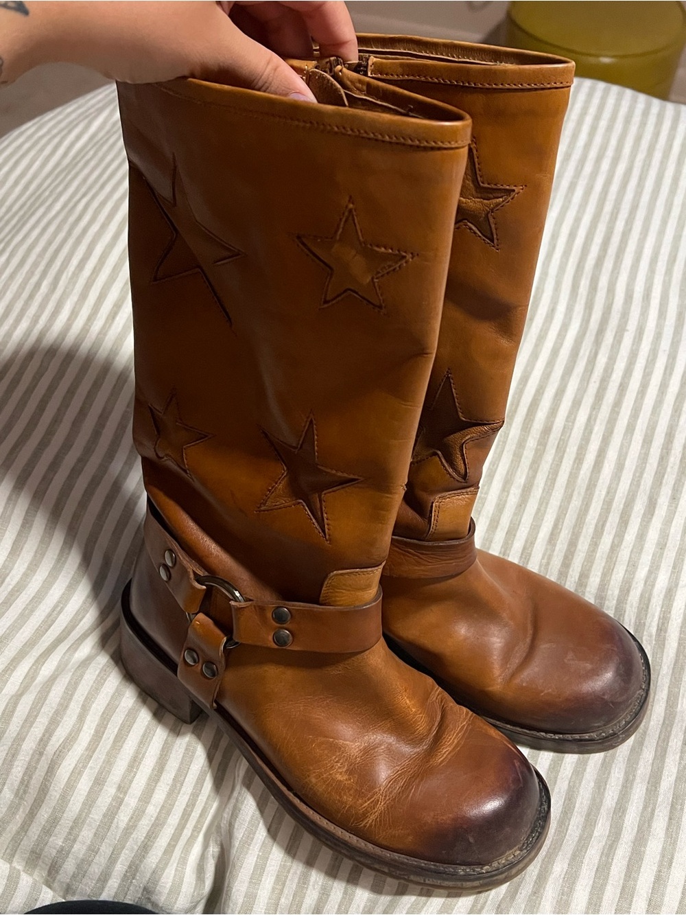 Women's Brown Star-Embossed Boots